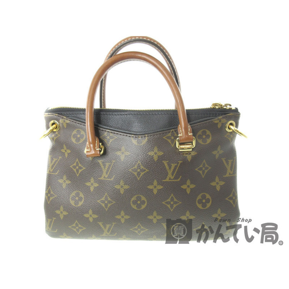 LOUIS VUITTON Pallas Handbag Monogram Canvas Brown Noir Black Shoulder Bag